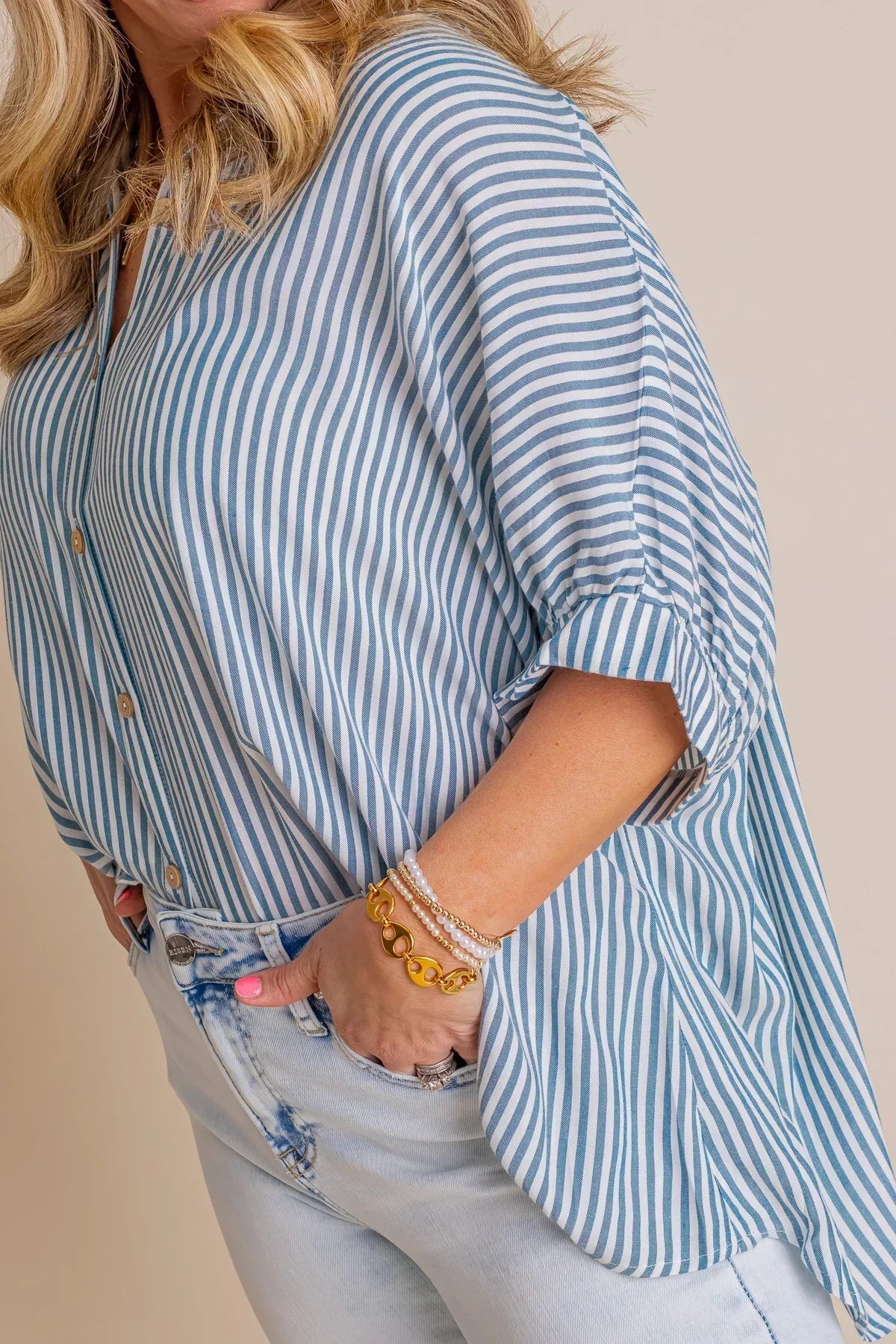Black Friday Deals - Women's Oversized Striped Button-down Shirt (Buy 2 Free Shipping)