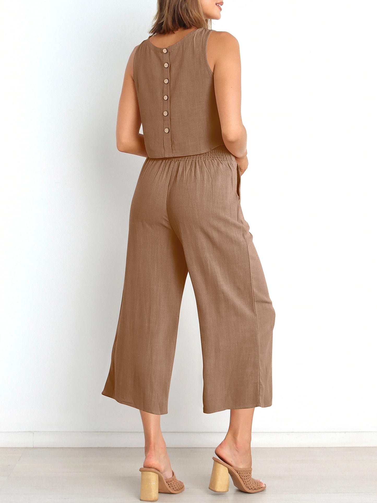 Ärmelloses Sommer-Loungewear-Set mit Taschen
