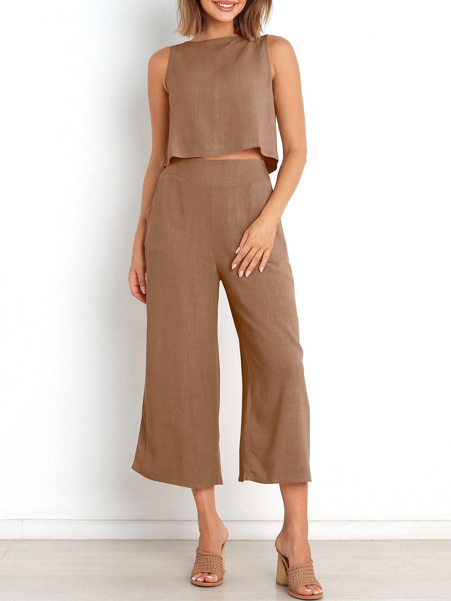 Ärmelloses Sommer-Loungewear-Set mit Taschen