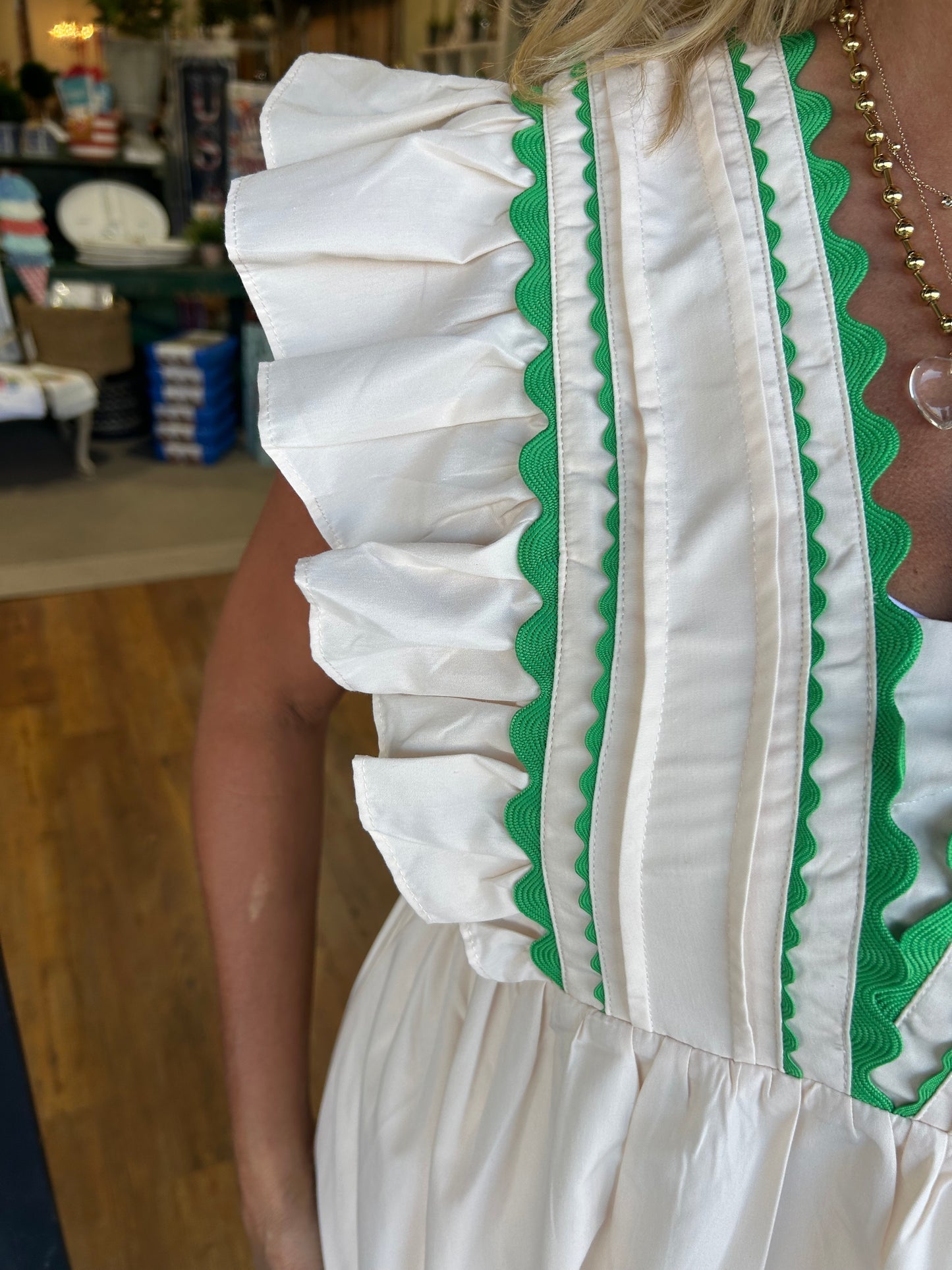 Damen Maxikleid mit V-Ausschnitt und Rüschenärmeln (2 kaufen, kostenloser Versand)
