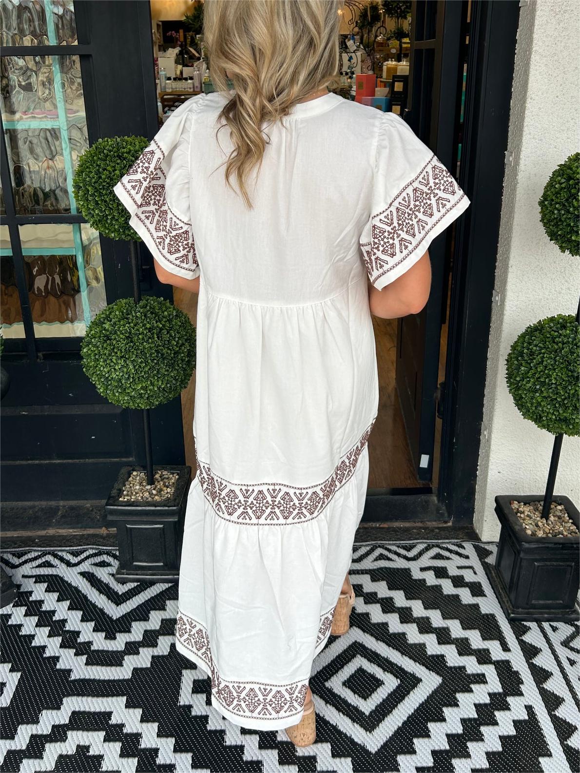 Damen V-Ausschnitt Boho Maxikleid (Kaufe 2, versandkostenfrei)