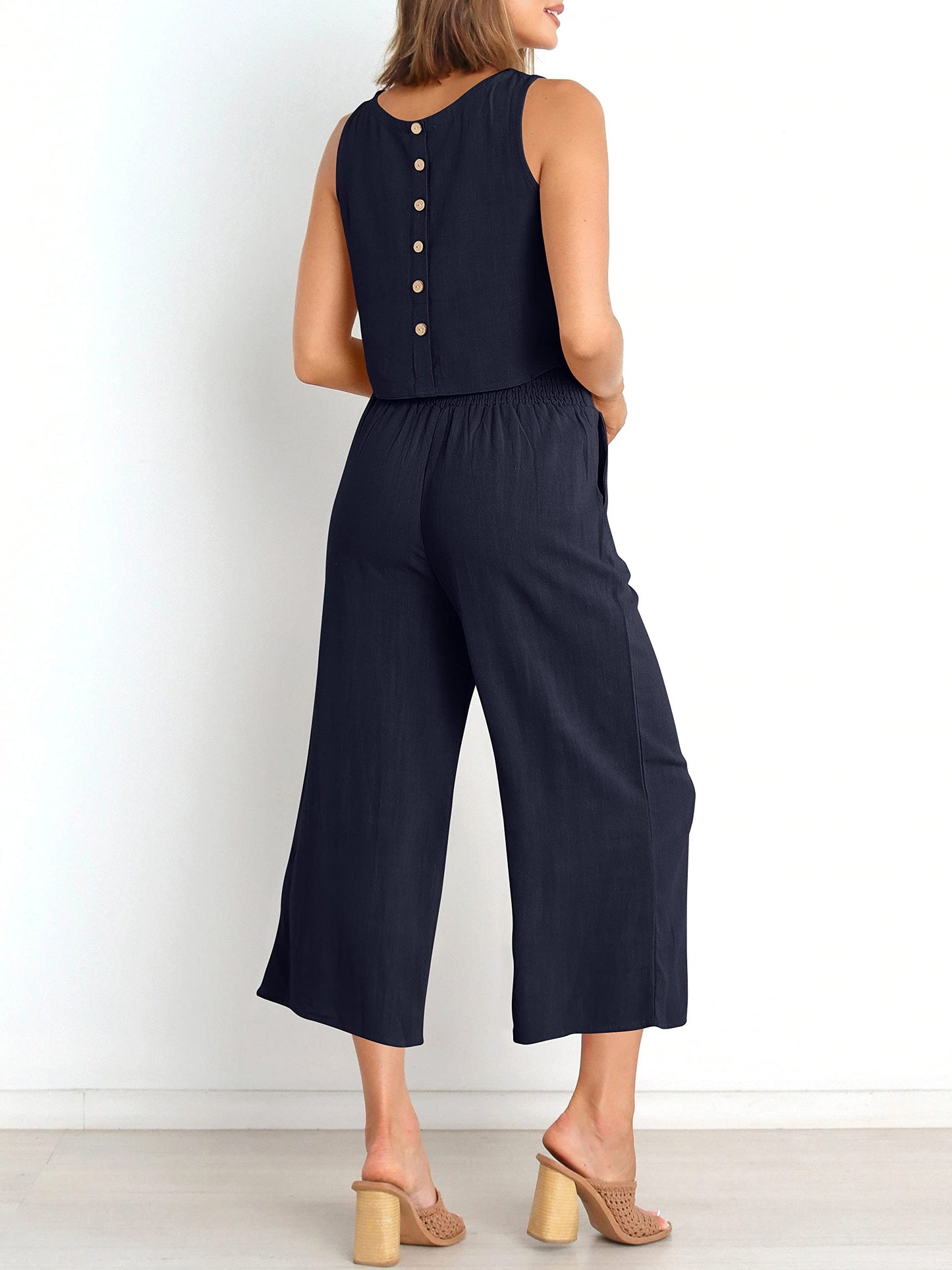 Ärmelloses Sommer-Loungewear-Set mit Taschen