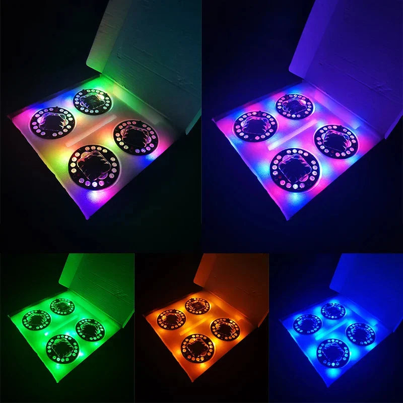 4PCS Universal RGB LED Car Wheel Hub Lights – Solar & Remote Control