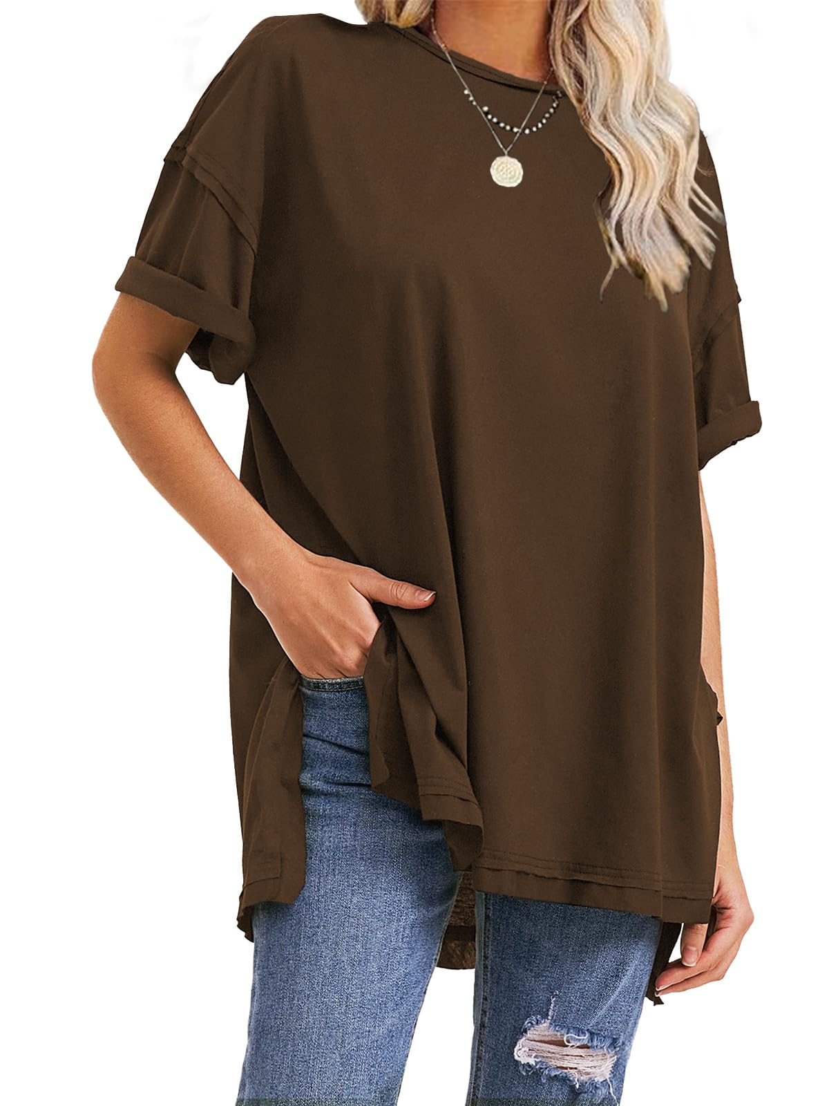 Damen Oversize T-Shirts mit seitlichem Schlitz für den Sommer