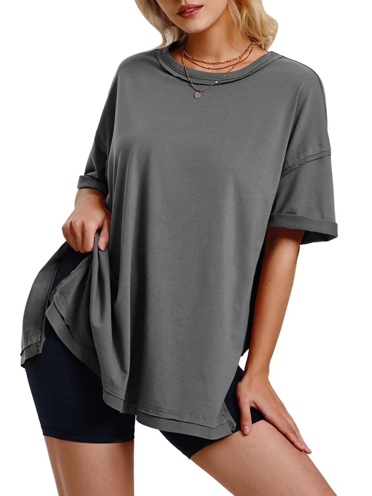 Damen Oversize T-Shirts mit seitlichem Schlitz für den Sommer