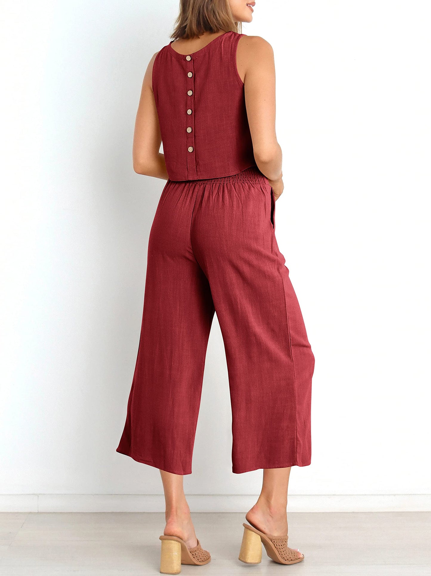 Ärmelloses Sommer-Loungewear-Set mit Taschen
