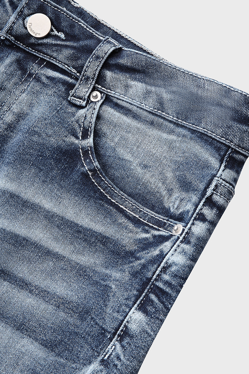 90er Vintage Jeans mit Stickerei und tiefem Bund