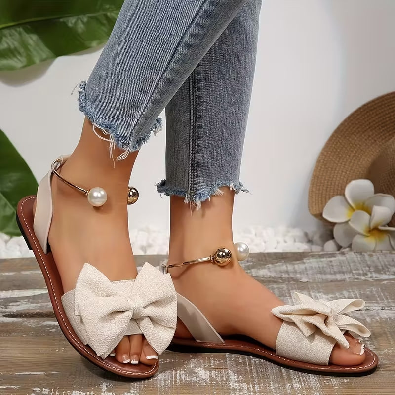 Women’s Bow Flat Sandals – Comfortable Casual Summer Shoes