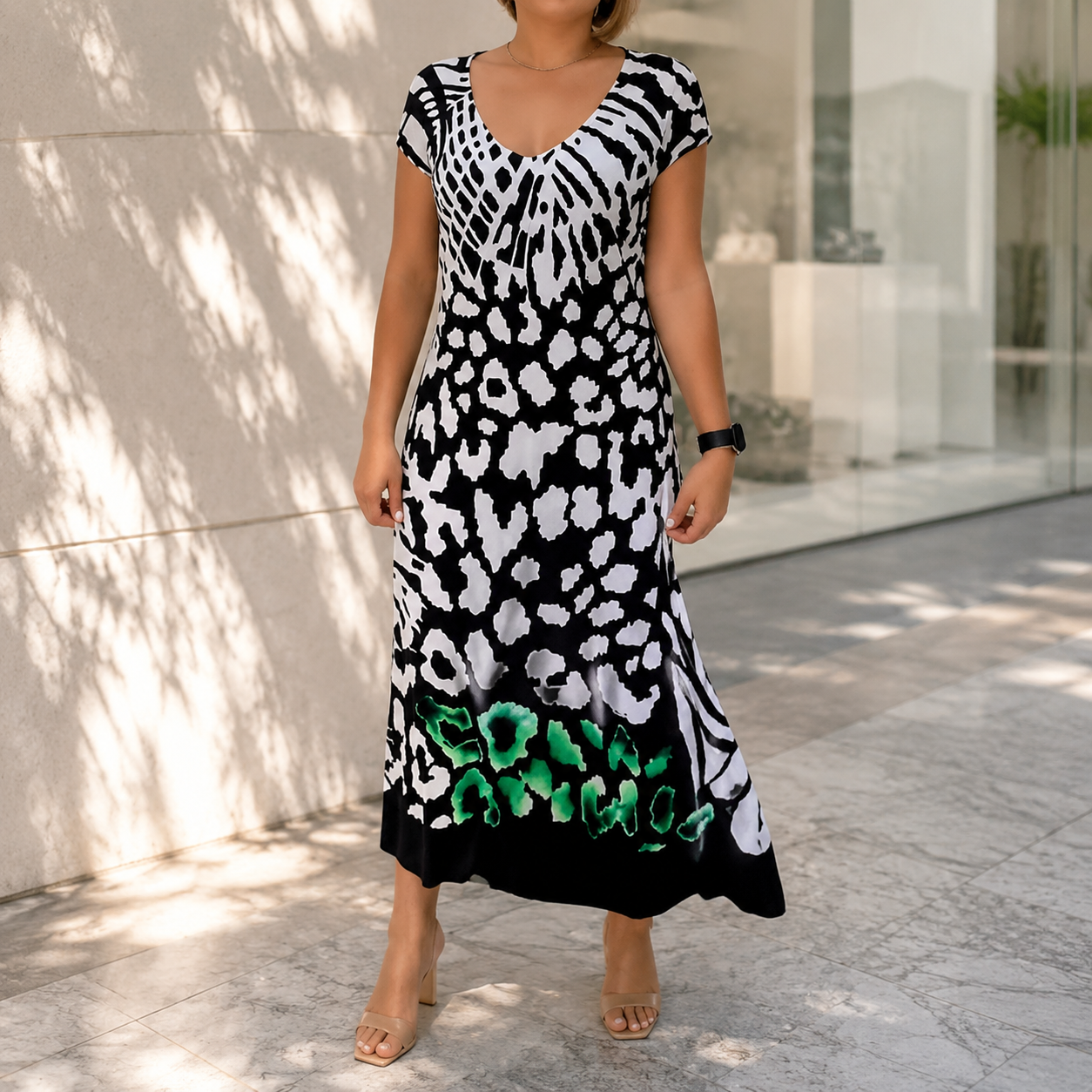 Casual Printed Short Sleeve Dress