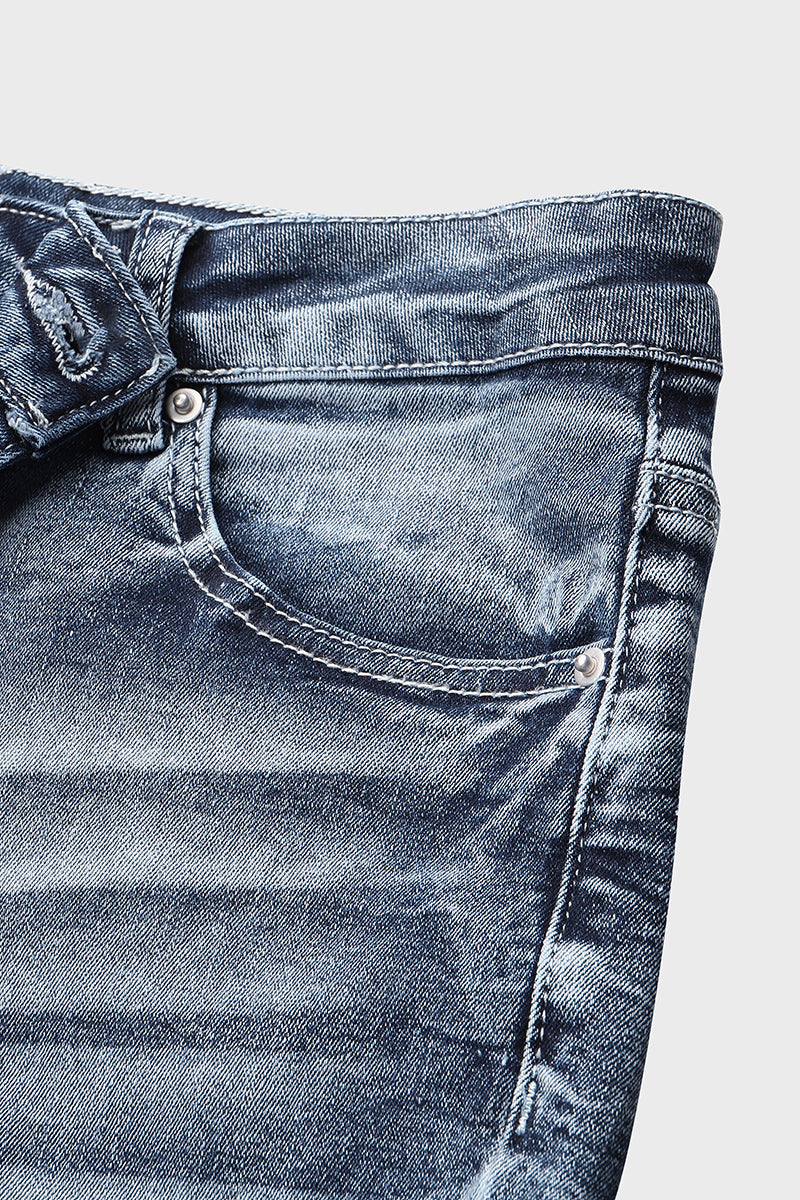 90er Vintage Jeans mit Stickerei und tiefem Bund