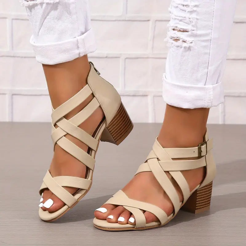 Women's Retro Stacked Heeled Orthopedic Sandals