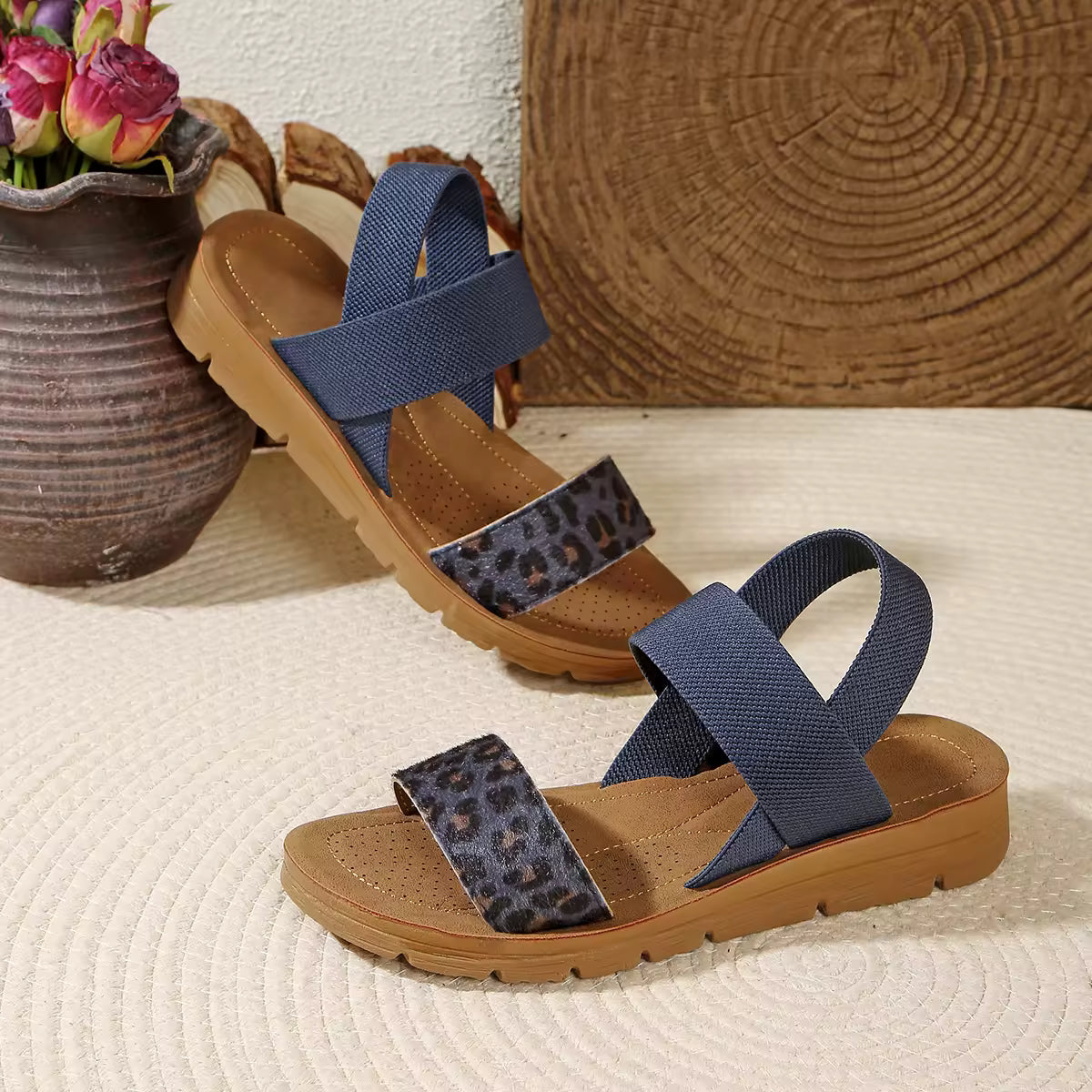 Women’s Elastic Wedge Sandals – Comfortable Summer Walking Shoes
