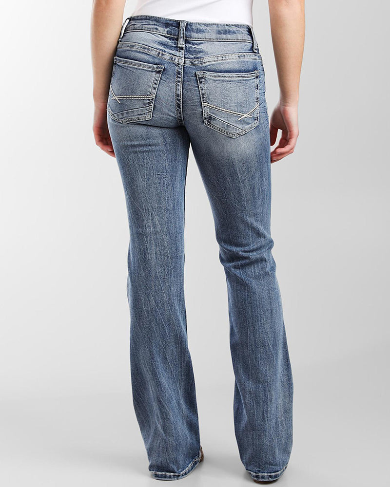 90er Vintage Jeans mit Stickerei und tiefem Bund
