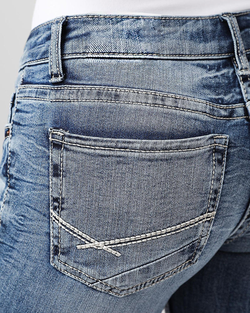 90er Vintage Jeans mit Stickerei und tiefem Bund
