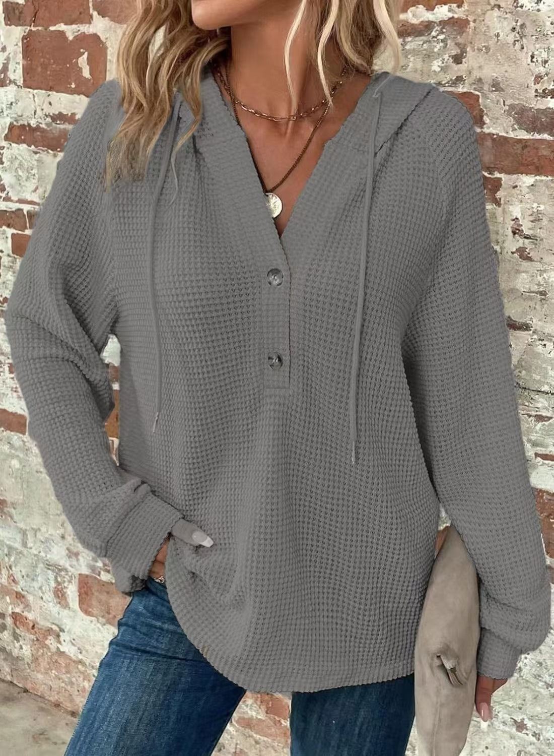 V-Ausschnitt Langarm Pullover Freizeit Sport Pullover