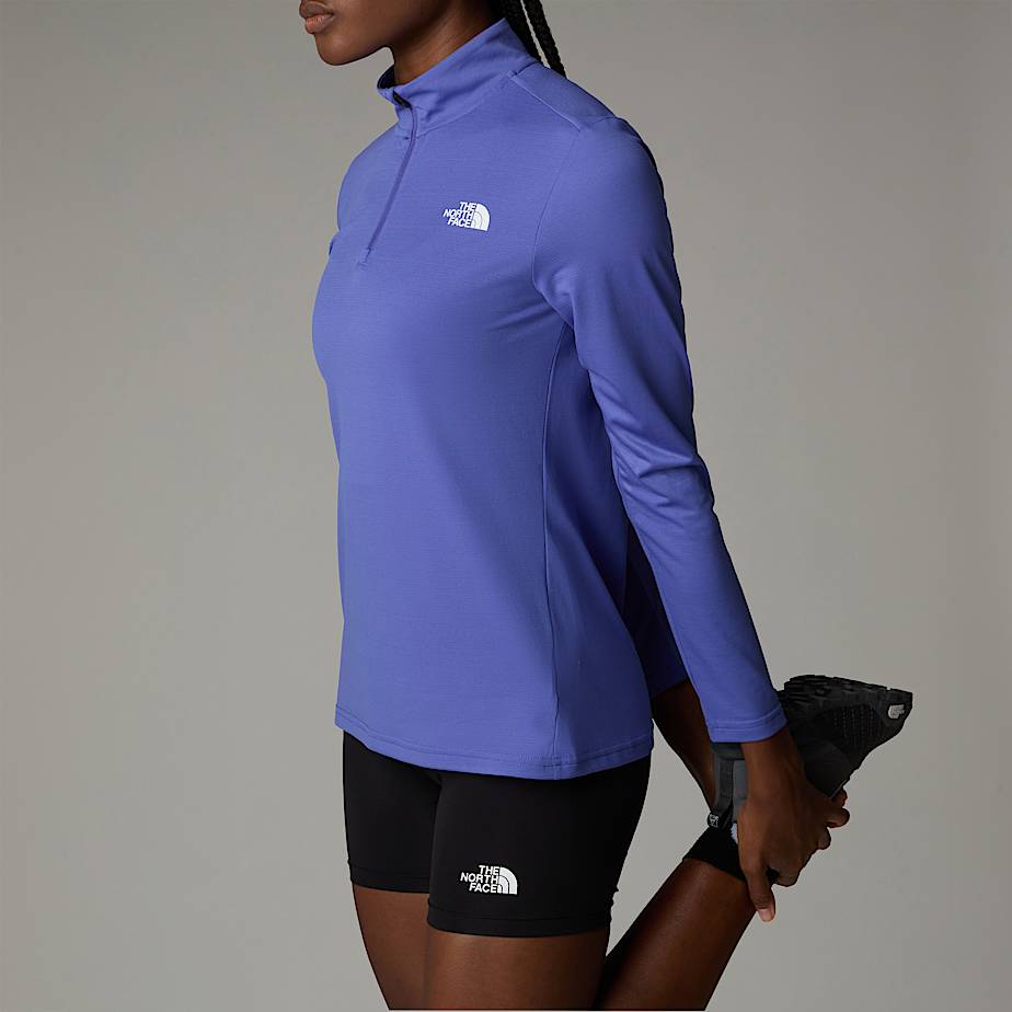 Damen Flex Slim Langarm-Oberteil mit 1/4-Reißverschluss