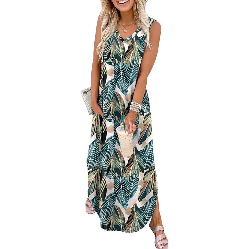 Summer Dresses Maxi Dress Vacation Beach Sundresses with Pockets