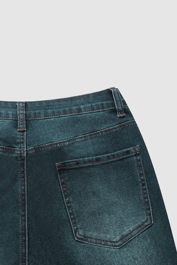 Jeans mit geradem Bein, mittlerer Bundhöhe und offenem Saum in Used-Optik (2 zum Preis von 1, kostenloser Versand)