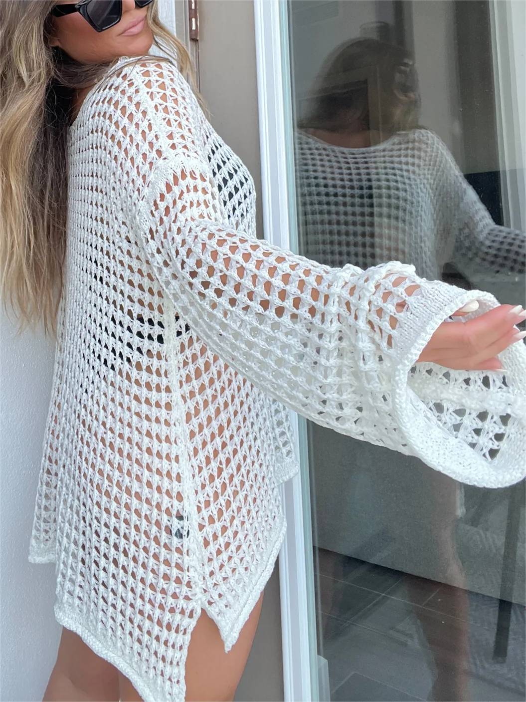 Neue Damen Häkel-Strandkleid mit Aushöhlungen (2 kaufen, kostenloser Versand)