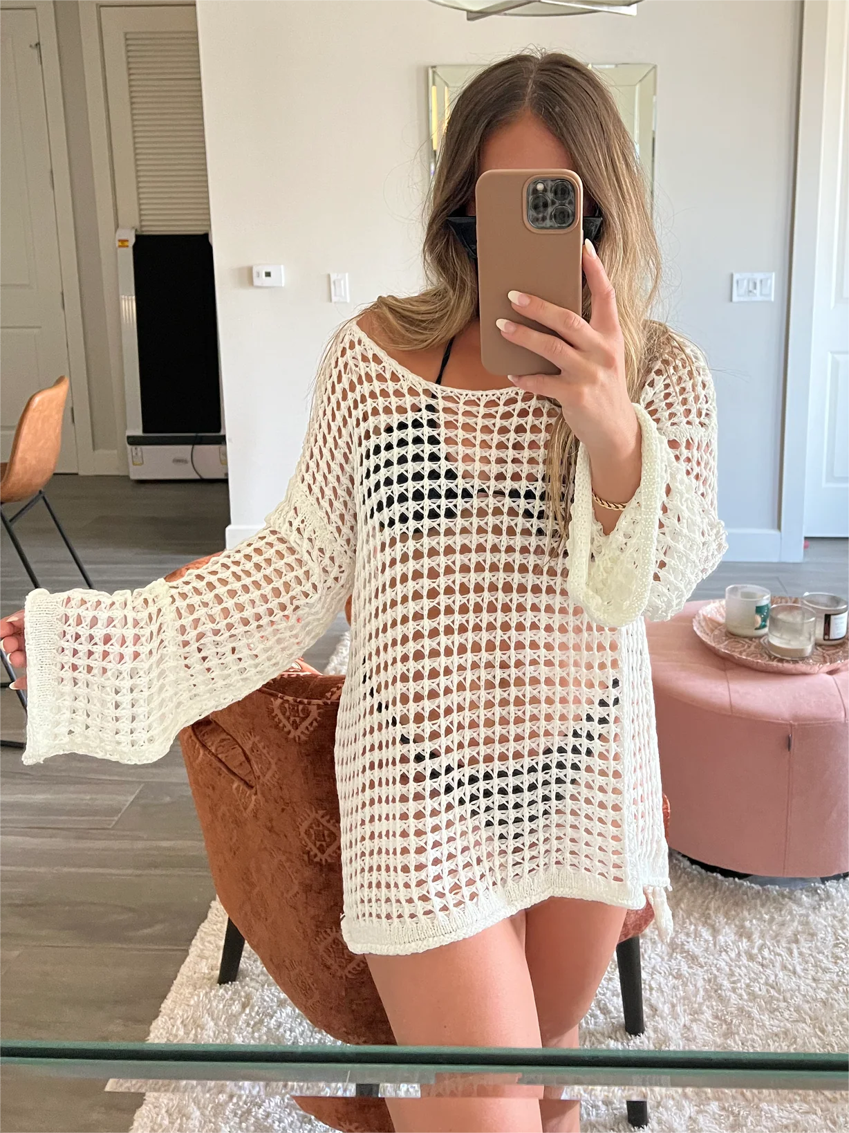 Neue Damen Häkel-Strandkleid mit Aushöhlungen (2 kaufen, kostenloser Versand)