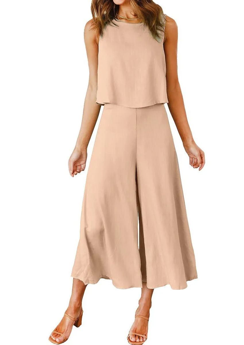 Damen ärmelloses Tank Crop Top und weites, fließendes Hosen-Set (Kaufe 2, versandkostenfrei)