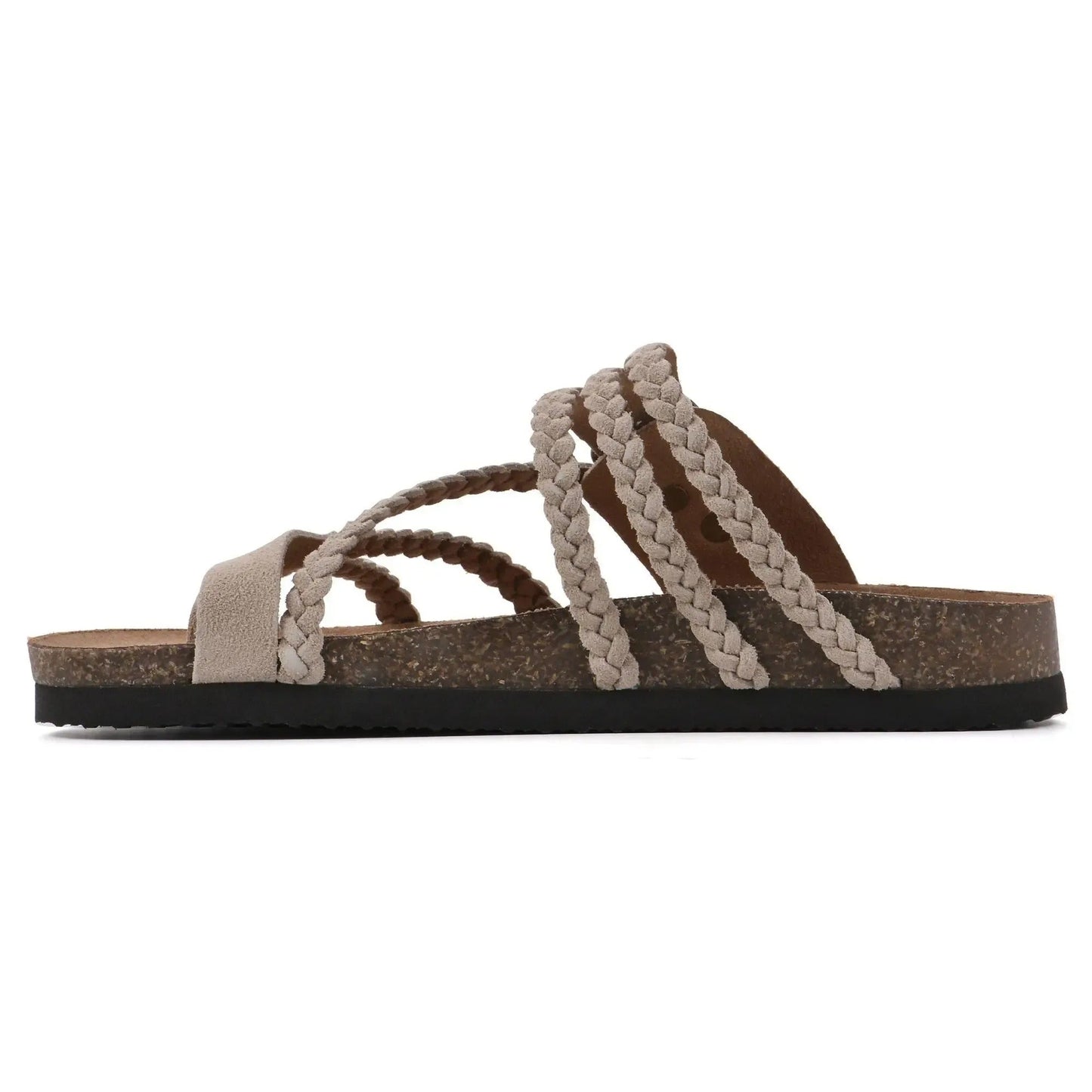 Women’s Braided Cork Sandals – Comfortable Wide Fit Summer Shoes