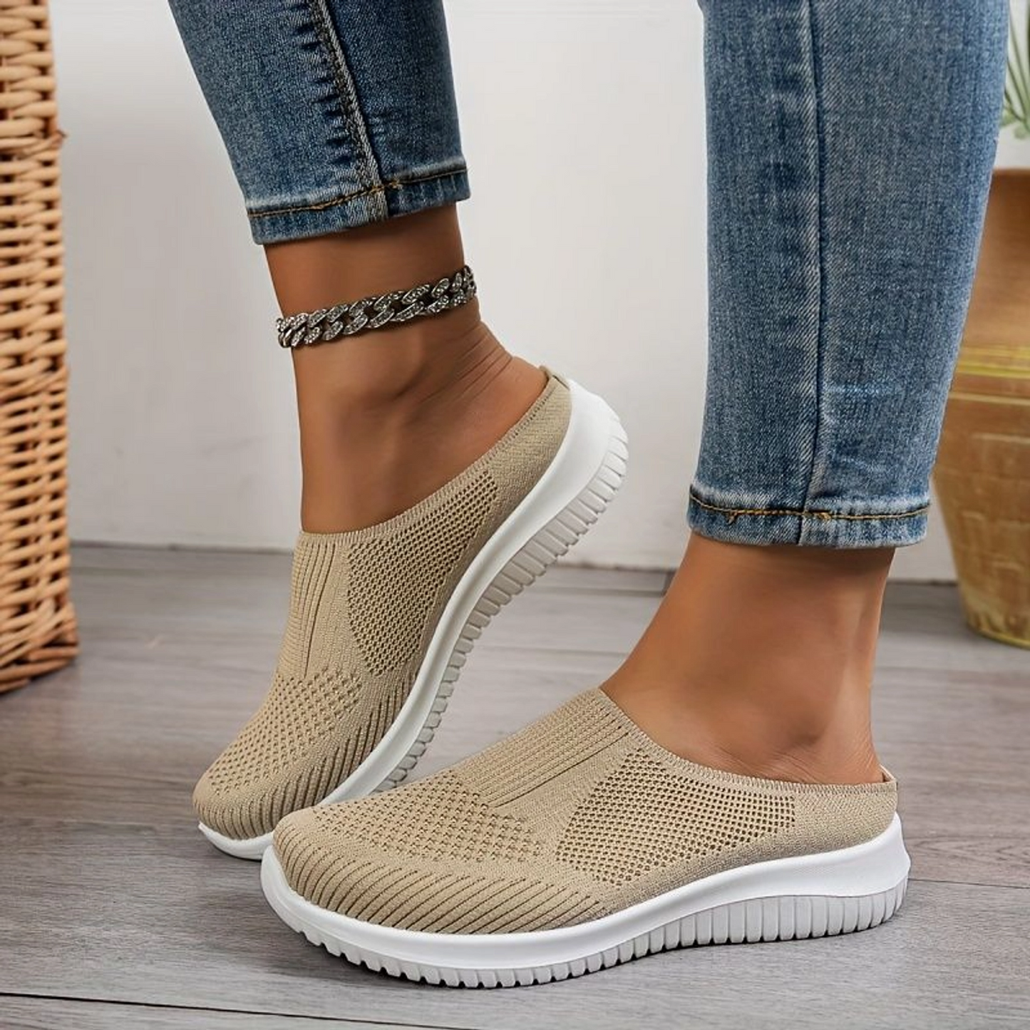 Women’s Breathable Knit Walking Shoes – Lightweight Slip-On Comfort