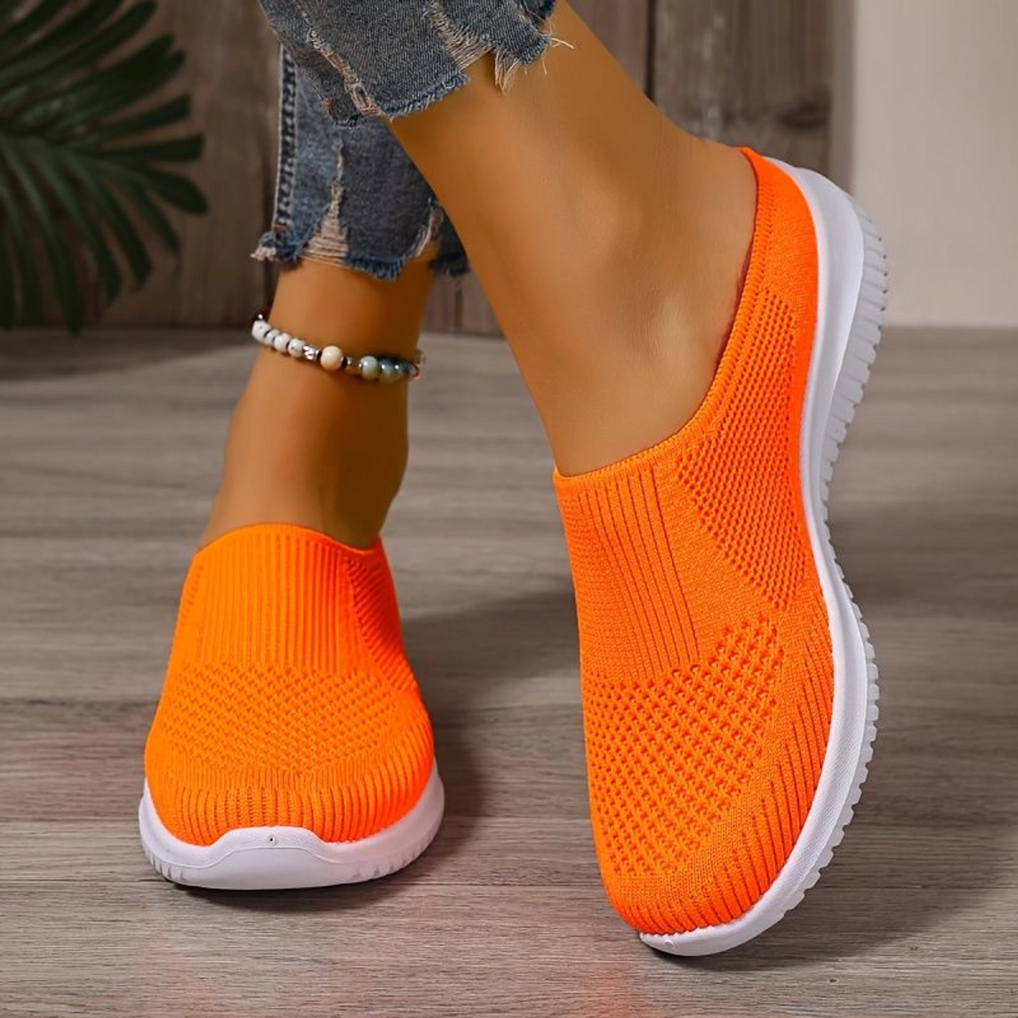 Women’s Breathable Knit Walking Shoes – Lightweight Slip-On Comfort
