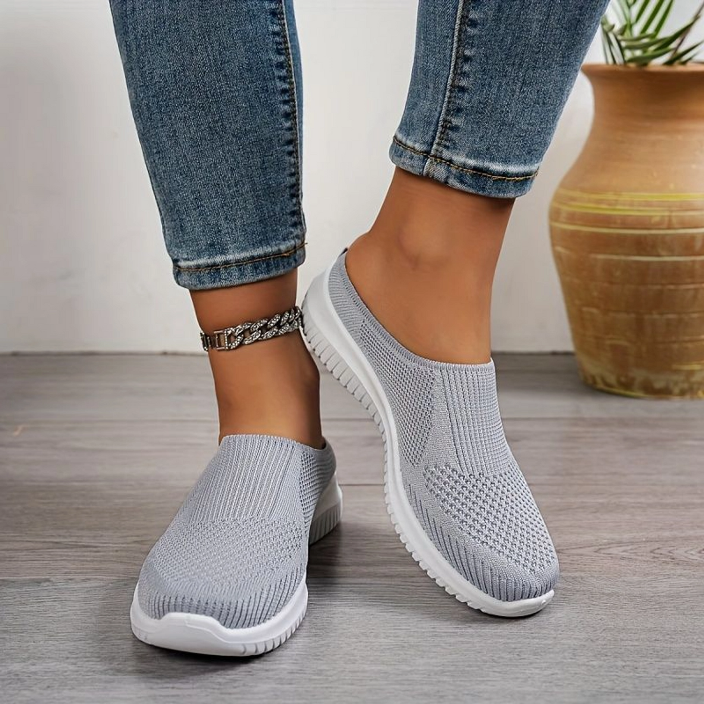 Women’s Breathable Knit Walking Shoes – Lightweight Slip-On Comfort