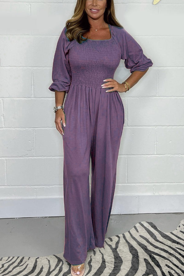 Women's Square Neck High Waist Pleated Jumpsuit(Buy 2 Free Shipping)