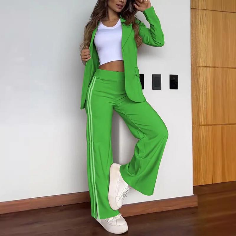 Damen-Blazer mit gekerbtem Revers und weit geschnittener Hose