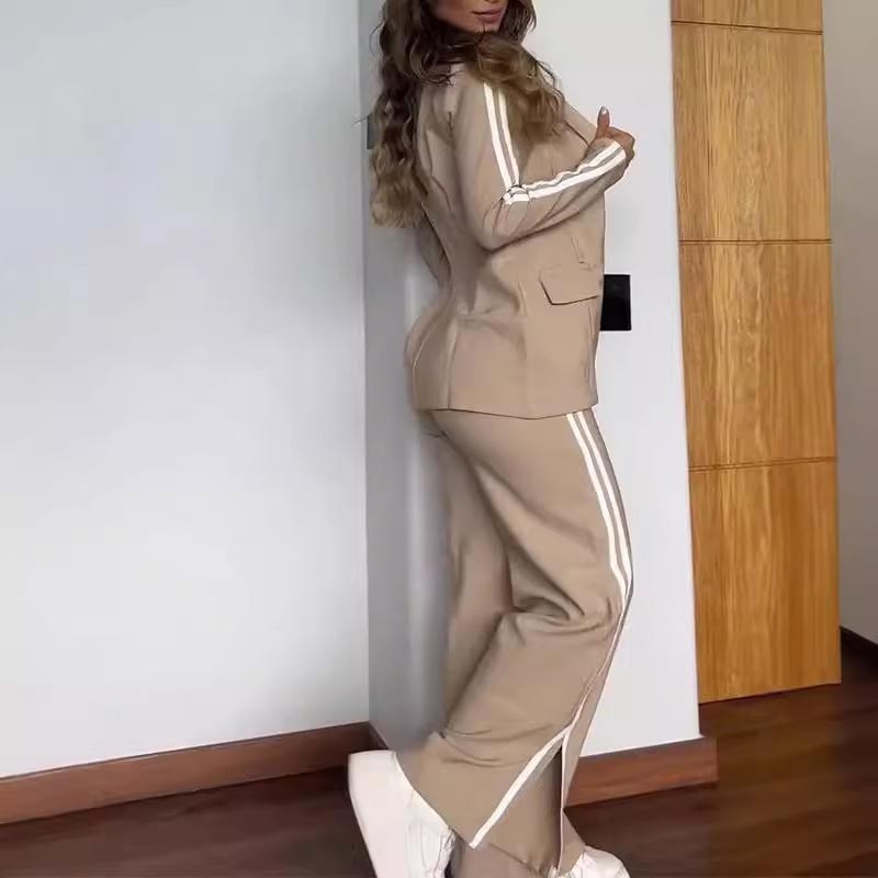 Damen-Blazer mit gekerbtem Revers und weit geschnittener Hose