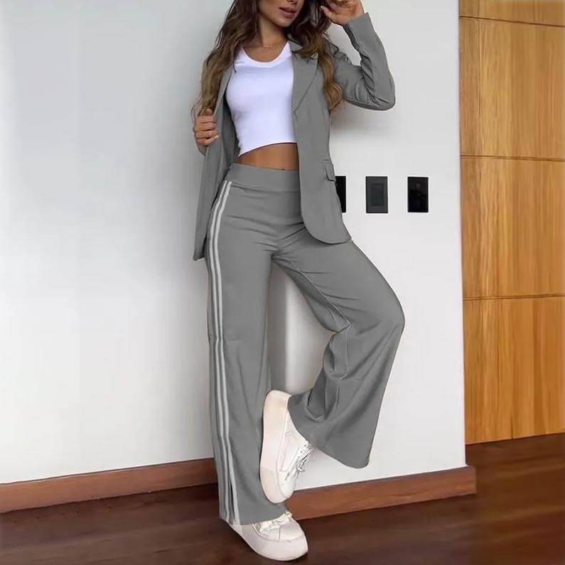 Damen-Blazer mit gekerbtem Revers und weit geschnittener Hose