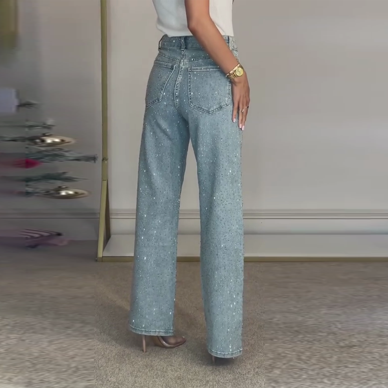 🔥Gerade geschnittene Jeans mit Strass