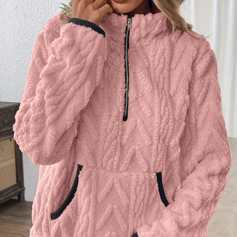 Fleece-Sweatshirt mit halbem Reißverschluss 🍂 | Wolkenweich + Geräumige Taschen – Bequem für Alltag/Freizeit