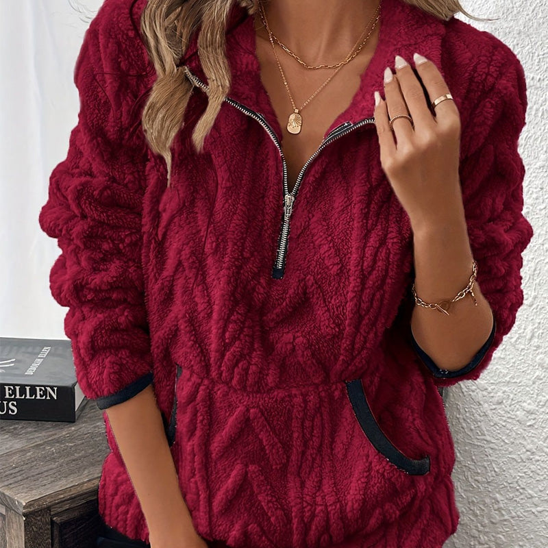 Fleece-Sweatshirt mit halbem Reißverschluss 🍂 | Wolkenweich + Geräumige Taschen – Bequem für Alltag/Freizeit